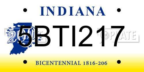 5BTI217 Indiana License Plate