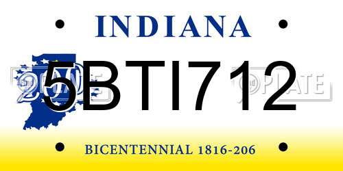 5BTI712 Indiana License Plate