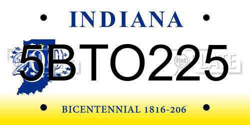 5BTO225 Indiana License Plate