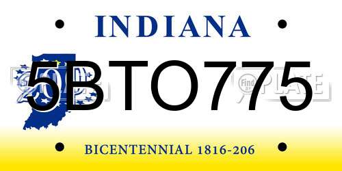 5BTO775 Indiana License Plate