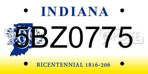 5BZ0775 Indiana License Plate