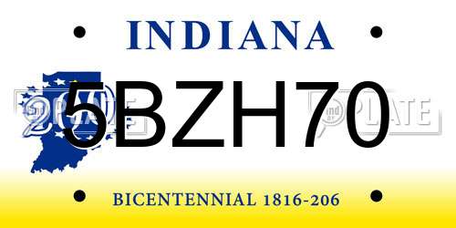 5BZH70 Indiana License Plate