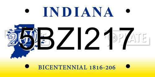 5BZI217 Indiana License Plate