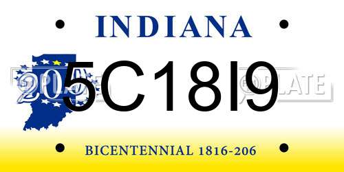 5C18I9 Indiana License Plate