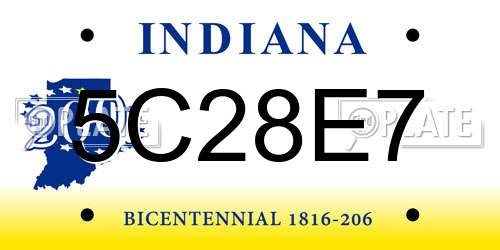 5C28E7 Indiana License Plate