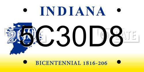 5C30D8 Indiana License Plate