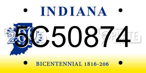5C50874 Indiana License Plate