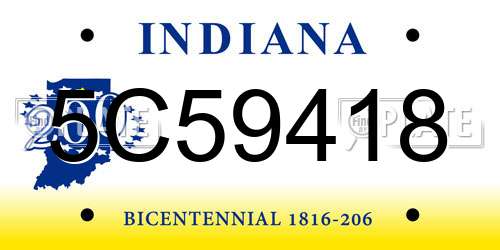 5C59418 Indiana License Plate