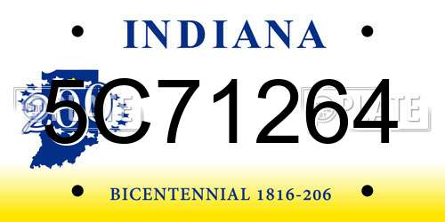 5C71264 Indiana License Plate
