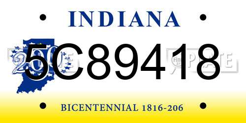 5C89418 Indiana License Plate