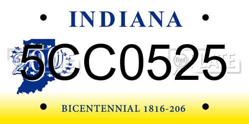 5CC0525 Indiana License Plate
