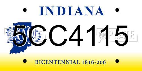 5CC4115 Indiana License Plate