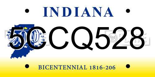 5CCQ528 Indiana License Plate