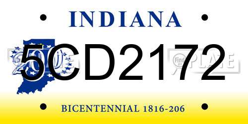 5CD2172 Indiana License Plate