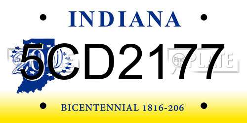 5CD2177 Indiana License Plate