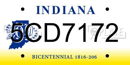 5CD7172 Indiana License Plate