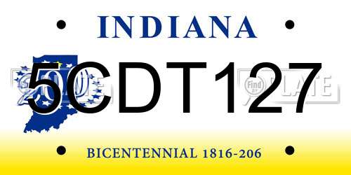 5CDT127 Indiana License Plate