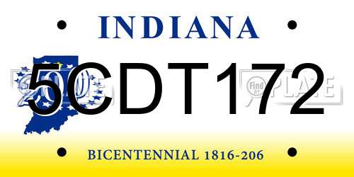 5CDT172 Indiana License Plate