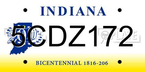 5CDZ172 Indiana License Plate