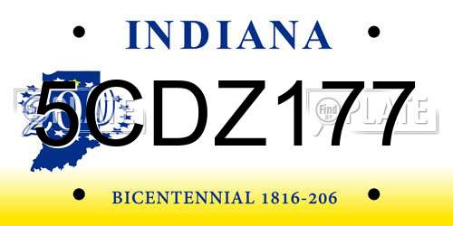 5CDZ177 Indiana License Plate
