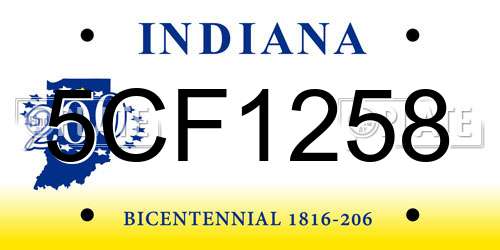 5CF1258 Indiana License Plate