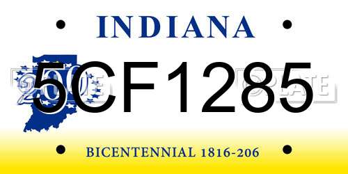 5CF1285 Indiana License Plate