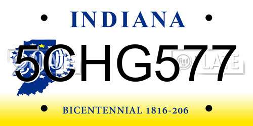 5CHG577 Indiana License Plate