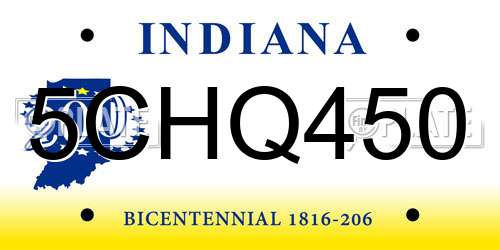 5CHQ450 Indiana License Plate