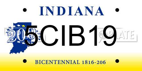 5CIB19 Indiana License Plate