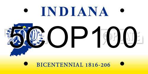 5COP100 Indiana License Plate