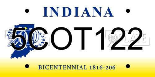 5COT122 Indiana License Plate