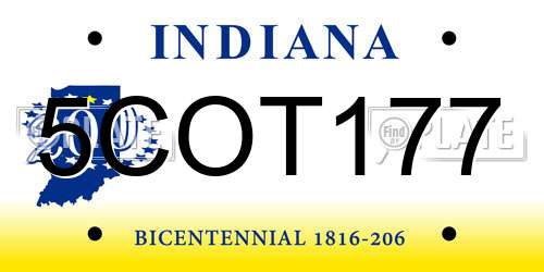 5COT177 Indiana License Plate