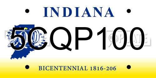 5CQP100 Indiana License Plate