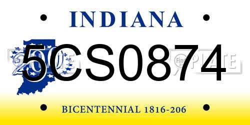 5CS0874 Indiana License Plate