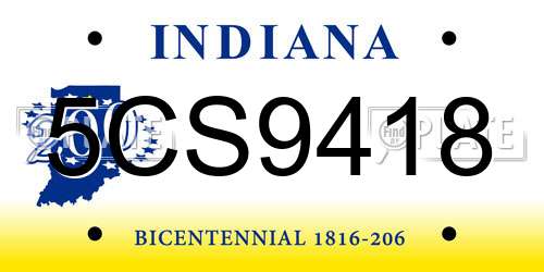 5CS9418 Indiana License Plate