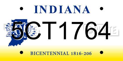 5CT1764 Indiana License Plate