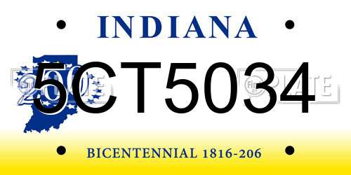 5CT5034 Indiana License Plate