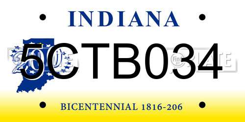 5CTB034 Indiana License Plate