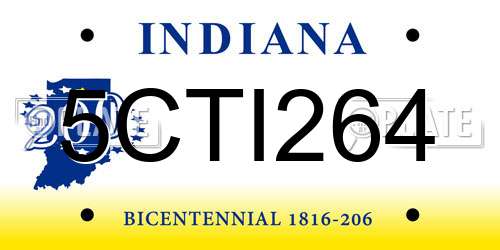 5CTI264 Indiana License Plate