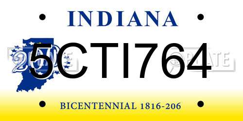 5CTI764 Indiana License Plate