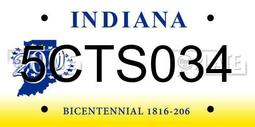 5CTS034 Indiana License Plate