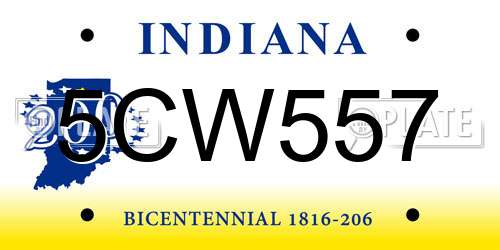 5CW557 Indiana License Plate