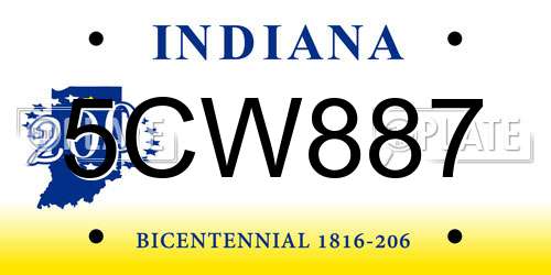 5CW887 Indiana License Plate