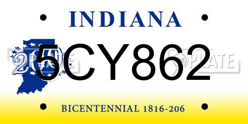 5CY862 Indiana License Plate