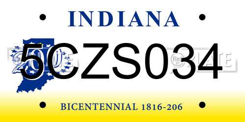 5CZS034 Indiana License Plate