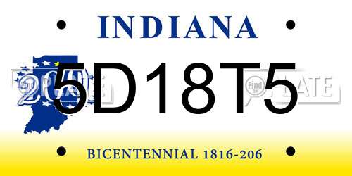 5D18T5 Indiana License Plate