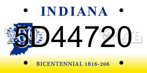 5D44720 Indiana License Plate