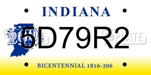 5D79R2 Indiana License Plate