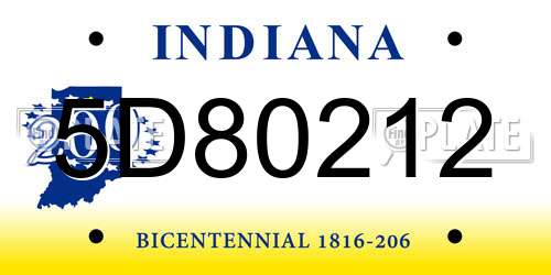 5D80212 Indiana License Plate