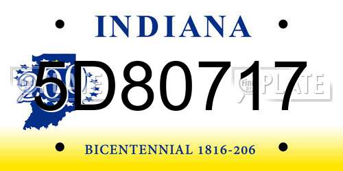 5D80717 Indiana License Plate